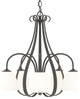 Sweeping Taper 5 Arm Chandelier, Natural Iron Finish, Opal Glass