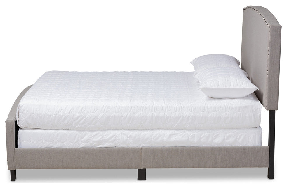 Modern Transitional Grey Fabric Upholstered Full Size Panel Bed
