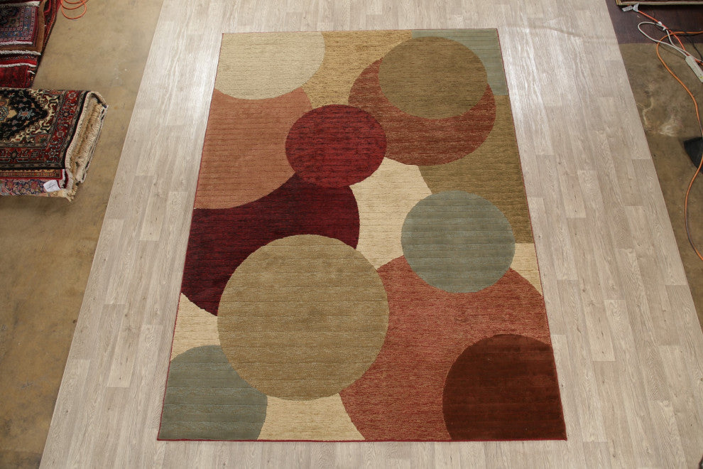 Modern Circles & Dots Carpet Transitional Turkish Area Rug, 10'10"x7'10
