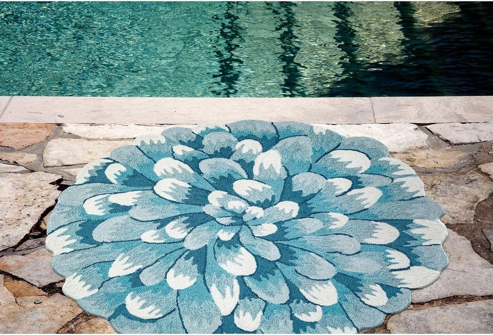 Frontporch Mum Rug, Aqua, 3' Round