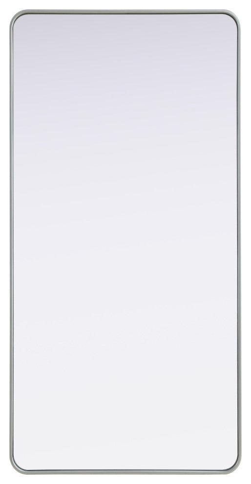 Home Living Contour Metal Rectangle Mirror 30x60, Silver