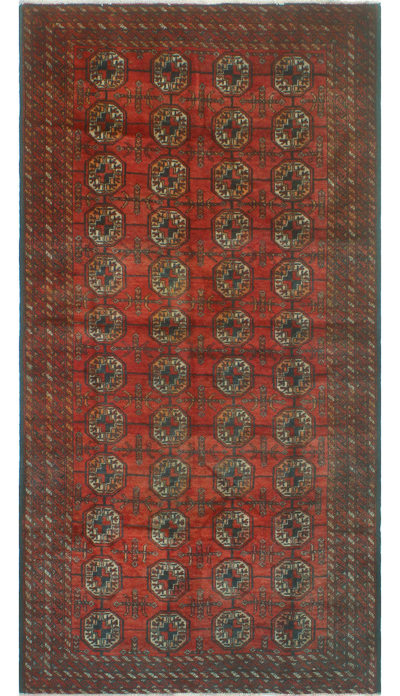 Vintage Distressed Dany Red/Black Runner, 3'11x7'8