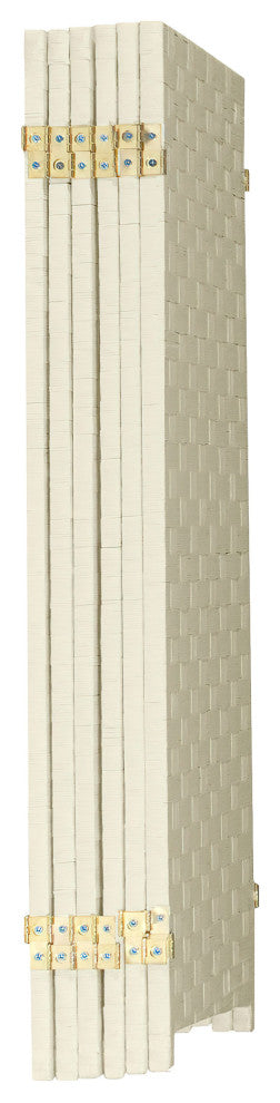 3 ft. Short Woven Fiber Room Divider 6 Panel Cream