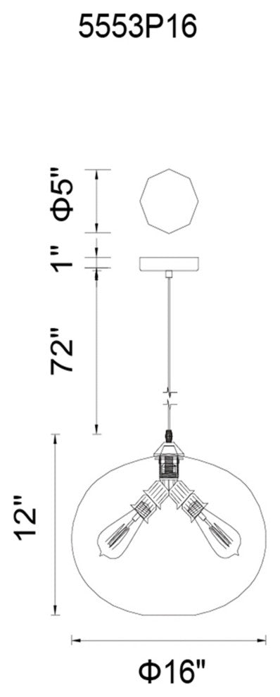 Glass Light Down Mini Pendant, Transparent Smoke, 16 Inches
