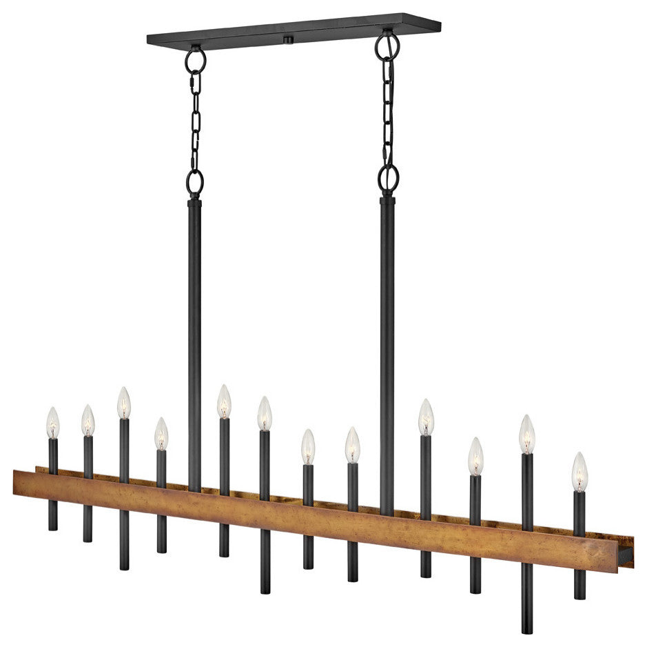 Hinkley Wells Large Twelve Light Linear, Weathered Brass