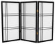 3' Tall Double Cross Shoji Screen, Black, 3 Panels