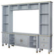 Benzara BM261955 Entertainment Center With Golden Trim Accent/4 Drawers, Gray