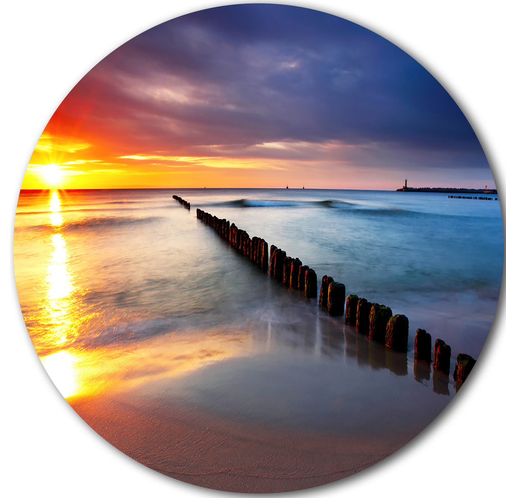 Baltic Sea Poland Beach, Photography Disc Metal Wall Art, 11"