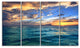 "Exotic Tropical Beach At Sunset" Modern Seashore Canvas Art, 4 Panels, 48"x28"