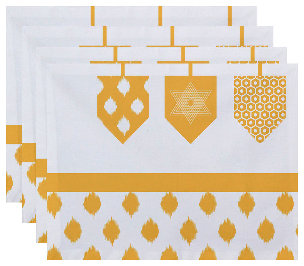 Decorative Holiday Placemat Geometric, Set of 4, Yellow