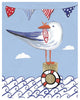 "Coastal Bird II on Blue" Digital Paper Print by Farida Zaman, 18"x22"