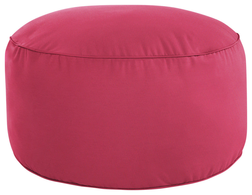 Mozaic Home Canvas Hot P"k Indoor/Outdoor Round Bean Pouf 30x30x15"