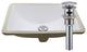 NP-U193902 Rectangular Undermount White Porcelain Sink, Overflow Drain Options, Chrome
