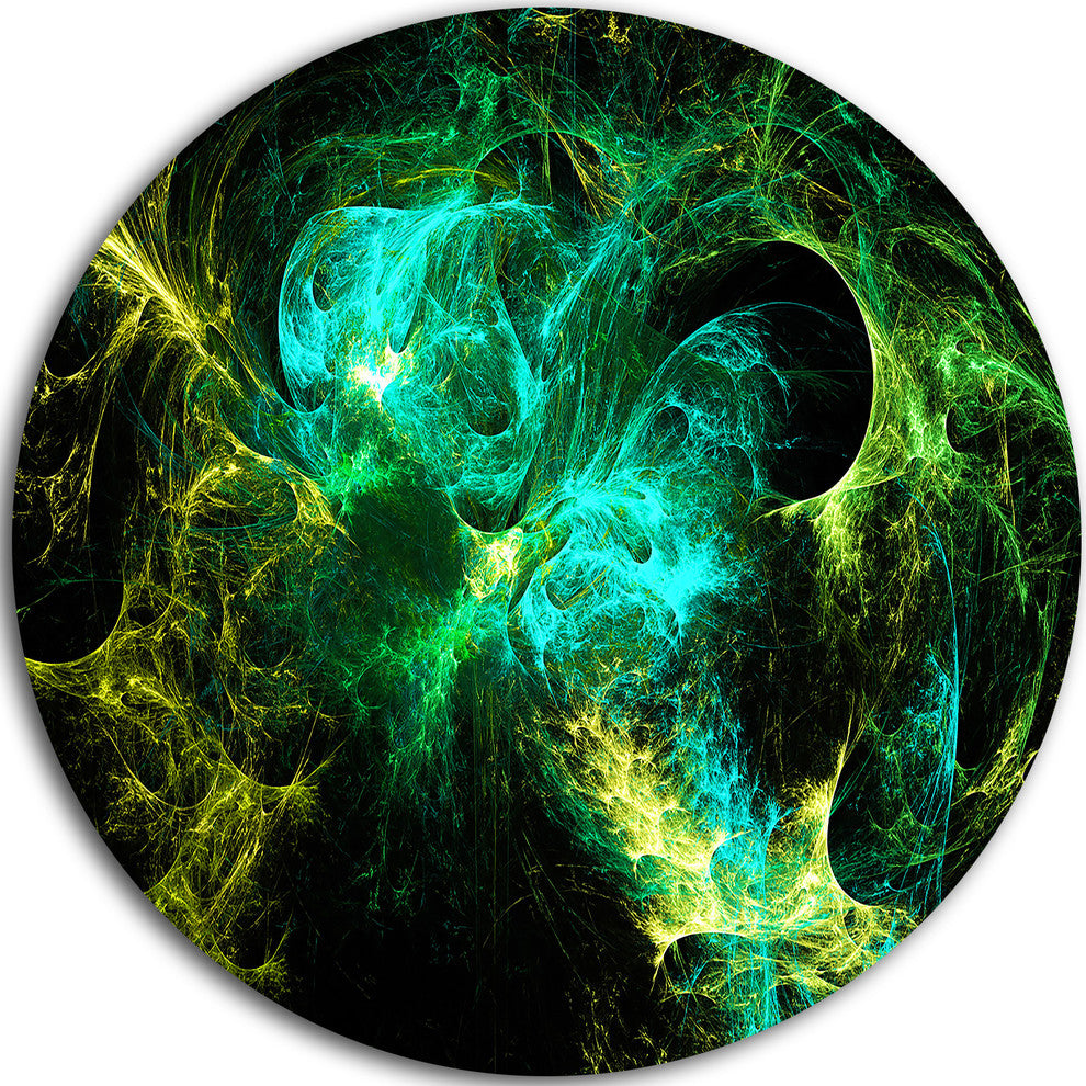 Wings Of Angels Green In Black, Abstract Digital Round Wall Art, 38"