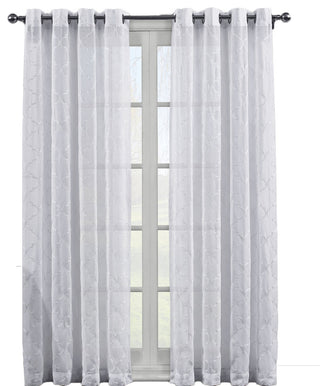 Miller 2PC Sheer Grommet Embroidered Panels, White, 108"x63"