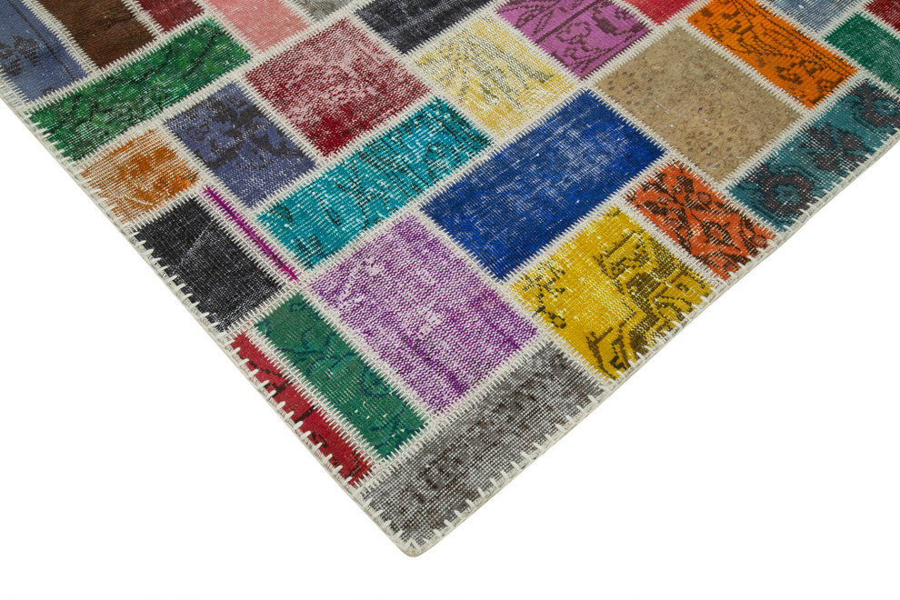 Rug N Carpet - Hand-Knotted Turkish 6' 11" x 9' 9" Unique Patchwork Area Rug