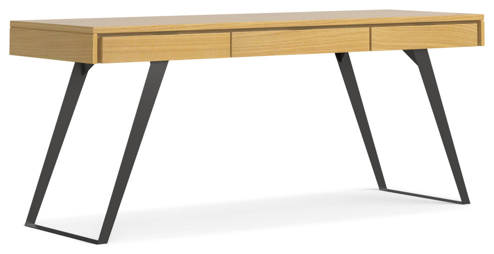 Lowry Solid Acacia Wood Large Desk, Oak