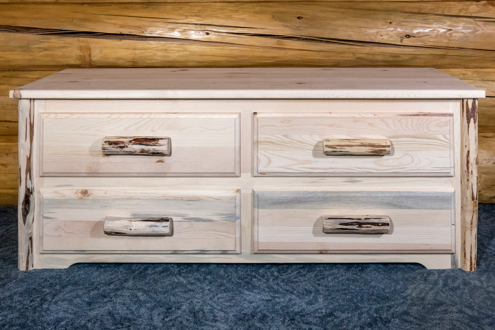 Montana Collection 4-Drawer Sitting Chest, Clear Lacquer Finish