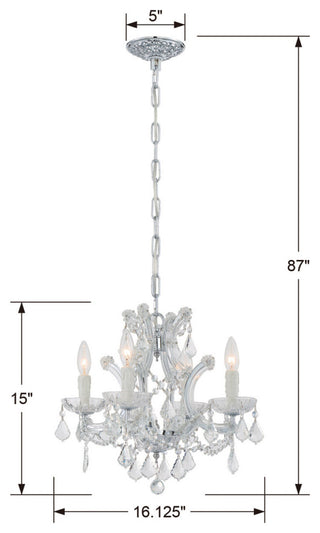 Crystorama 4474-CH-CL-I, 4-Light Mini Chandelier, Polished Chrome