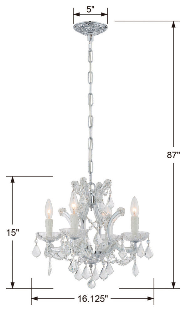 Crystorama 4474-CH-CL-I, 4-Light Mini Chandelier, Polished Chrome