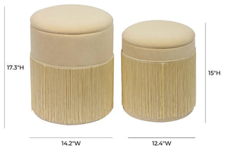 TOV Furniture Tassel Cream Velvet Storage Ottomans - Set of 2
