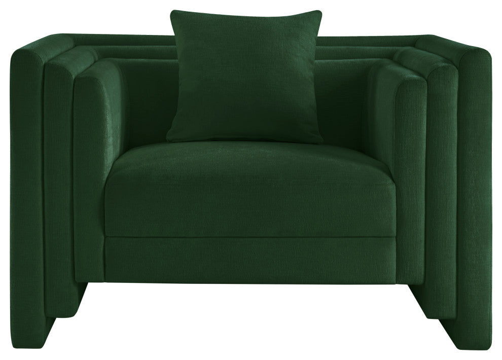 Everett Upholstered Chair, Green, Chenille Fabric