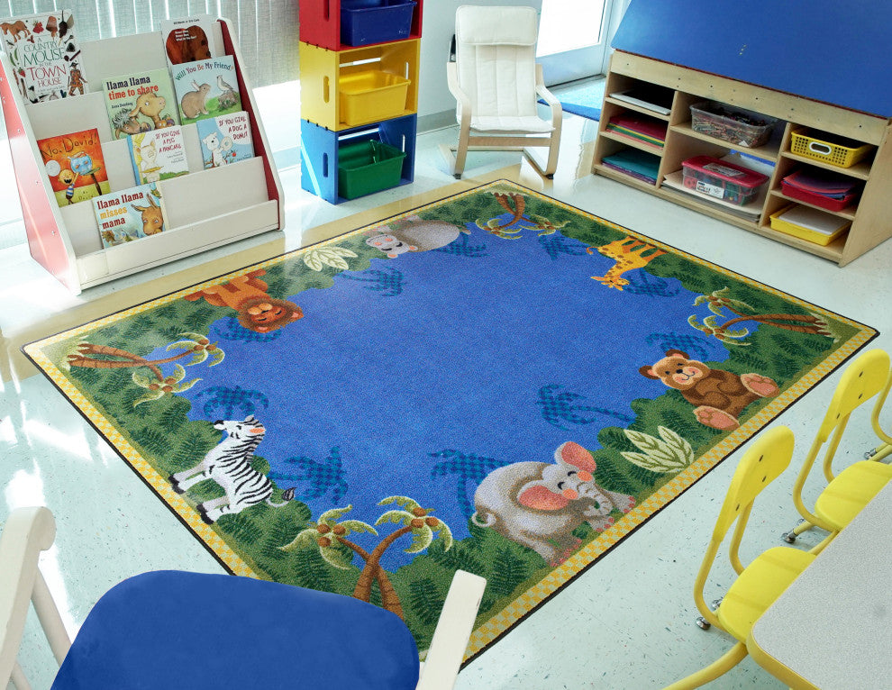 Kid Essentials Rug, Jungle Friends, 5'4"x7'8"