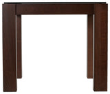 Cortesi Home Rolf Glass Top End Table, Walnut Finish