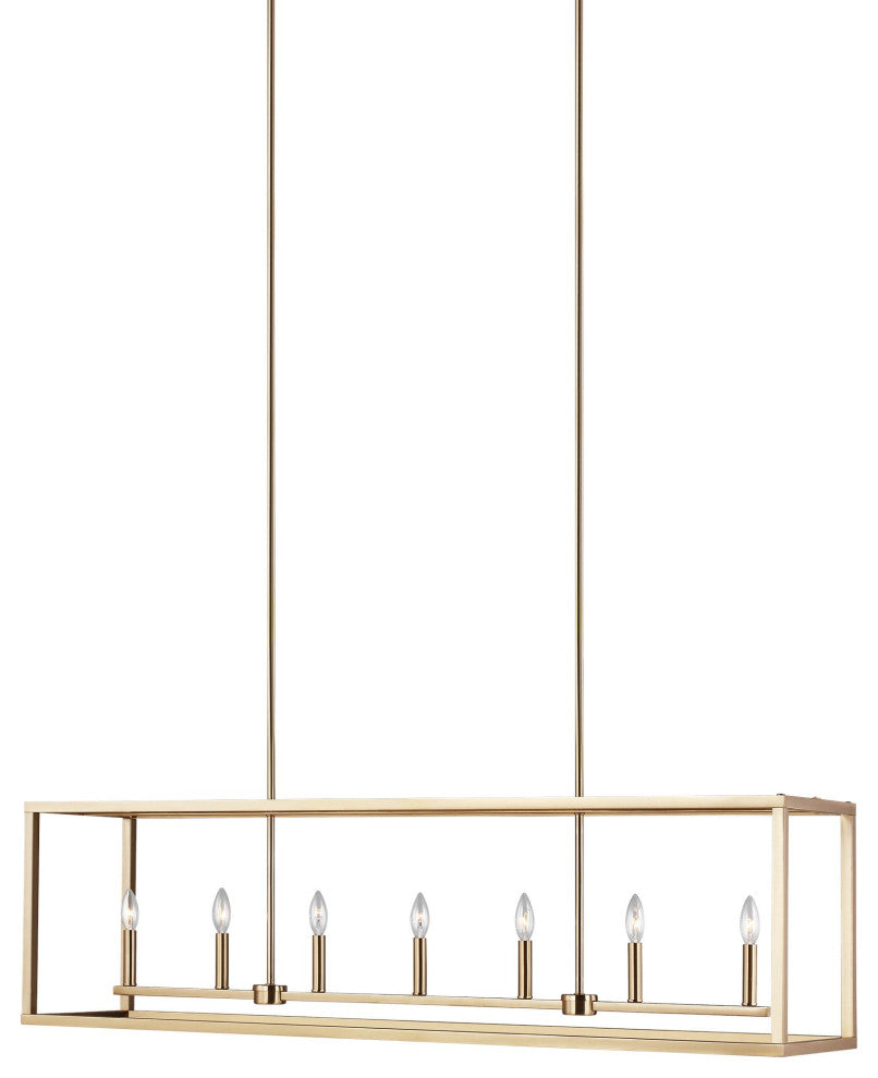 Moffet Street Long 7-Light Island Pendant, Satin Brass