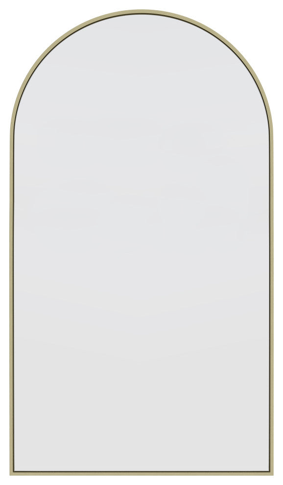 Arch Leaner Dressing Black Stainless Steel Framed Mirror, Satin Brass