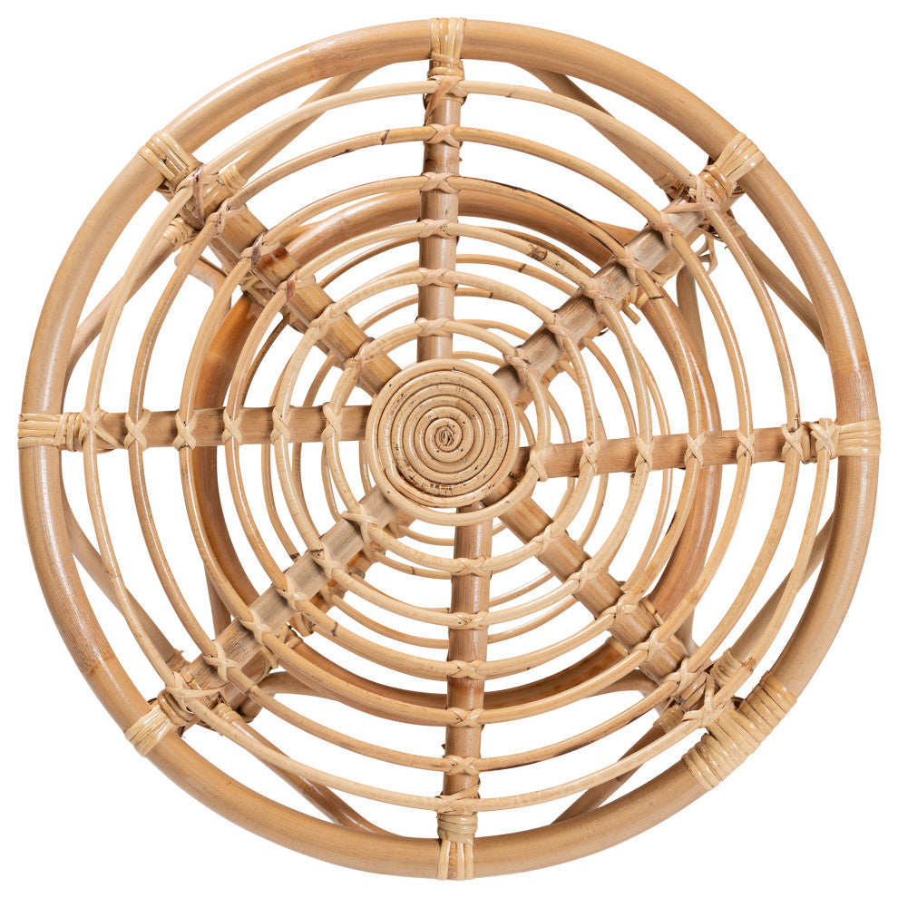 Cariel Modern Bohemian Natural Brown Rattan Coffee Table