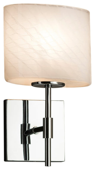 Fusion Union 1-Light Wall Sconce, Oval, Polished Chrome, Weave Shade