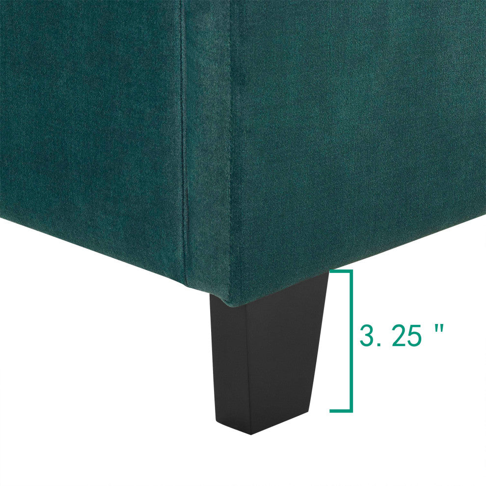 Legends Home Queen Size Green Velvet Tufted Upholstered Platform Bed