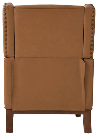 30"W Mid-Century Style Genuine Leather Armchair With Solid Wood Frame, Camel