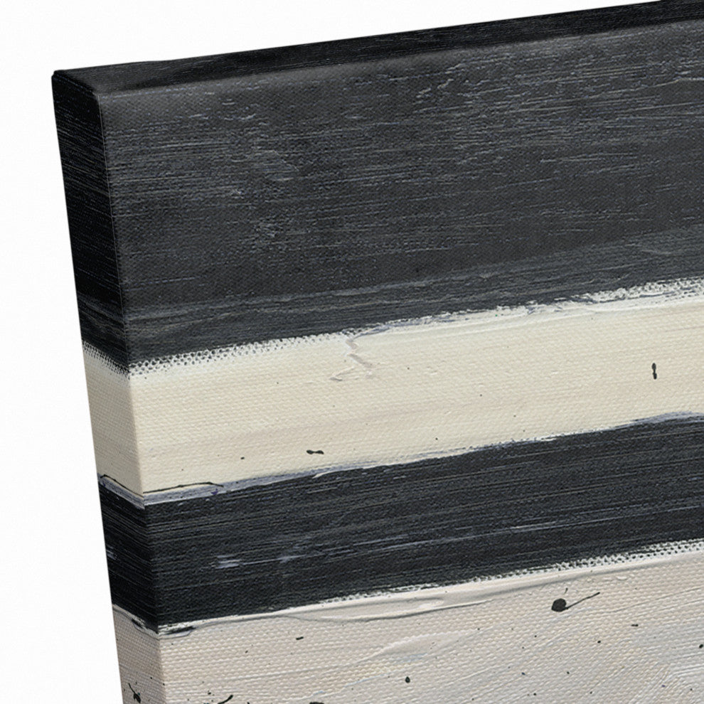 Abstract Black And Tan Swoops 24 x 24 Canvas Wall Art