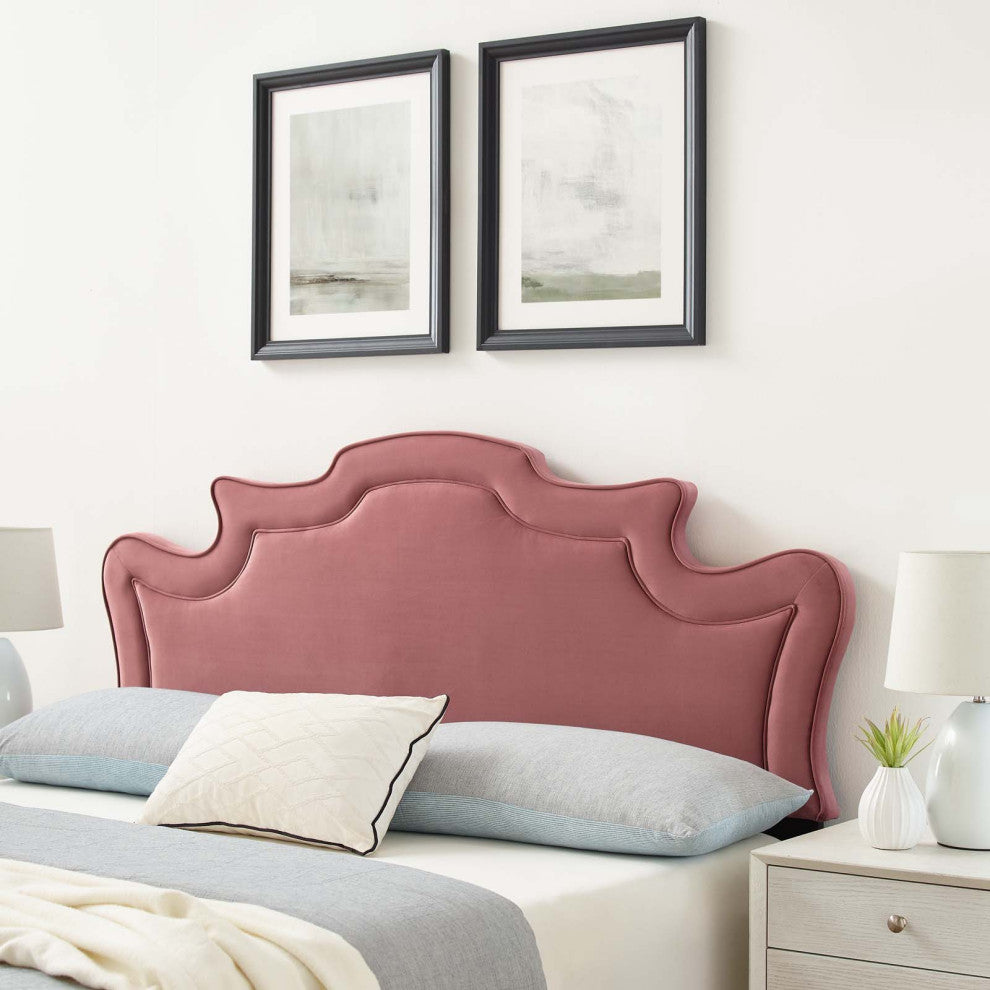 Headboard, King California Size, Pink, Velvet, French, Mid Century Guest Suite