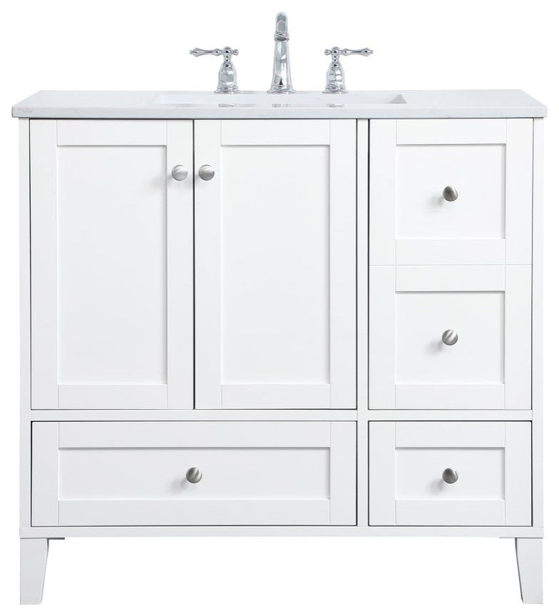 36" Single Bathroom Vanity, White