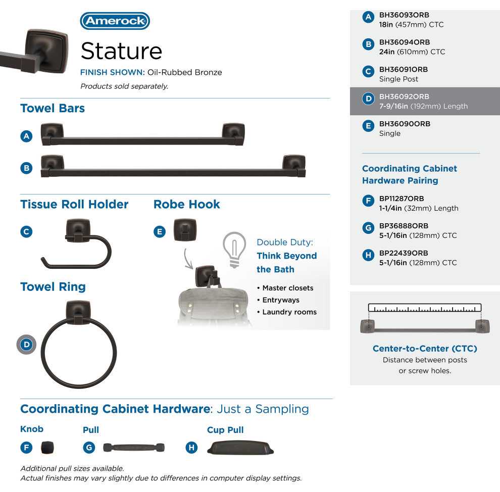 Amerock Stature Transitional Towel Ring, Oil Rubbed Bronze