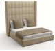 Nativa Interiors Aylet Box Tufted Bed, Flax, California King, High Headboard