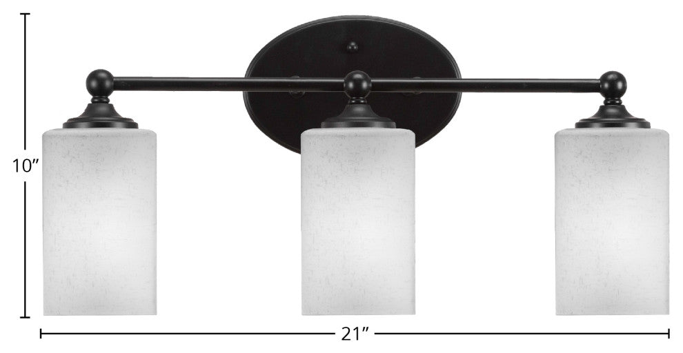 Capri 3-Light Bath Bar, Matte Black/Square White Muslin