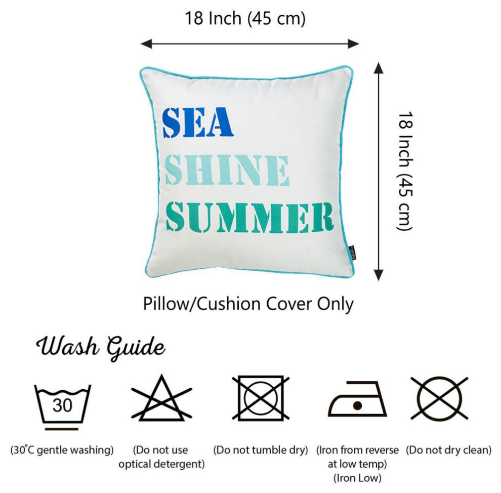 Set Of 4 18" Pumpkin Truck Throw Pillow Cover In Multicolor, Sea Blue