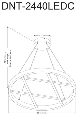 Dante Modern 1 Light matte Black White Metal Pendant