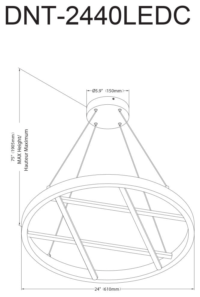 Dante Modern 1 Light matte Black White Metal Pendant