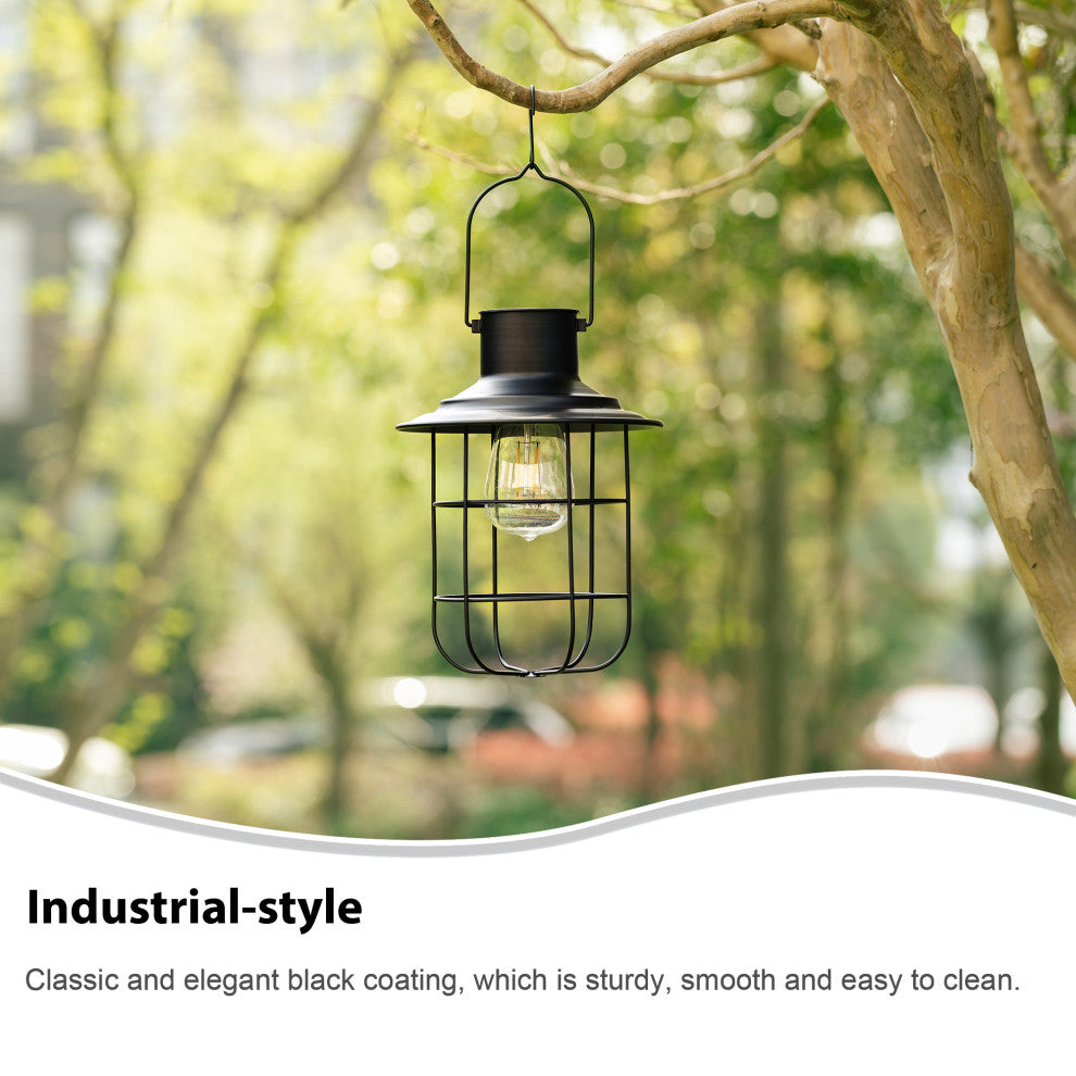 Metal Wire Solar Powered Hanging Lantern, 2-Piece Set