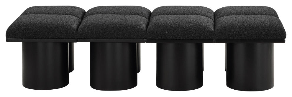 Pavilion Boucle Fabric Upholstered 8-Piece Modular Bench, Black, Black Finish