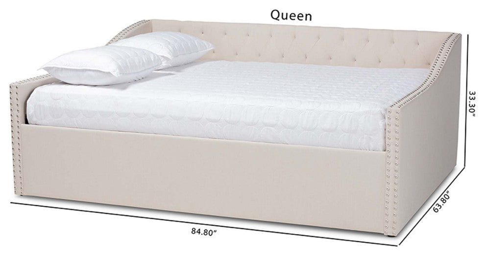Elianna Fabric Upholstered Daybed, Beige, Queen