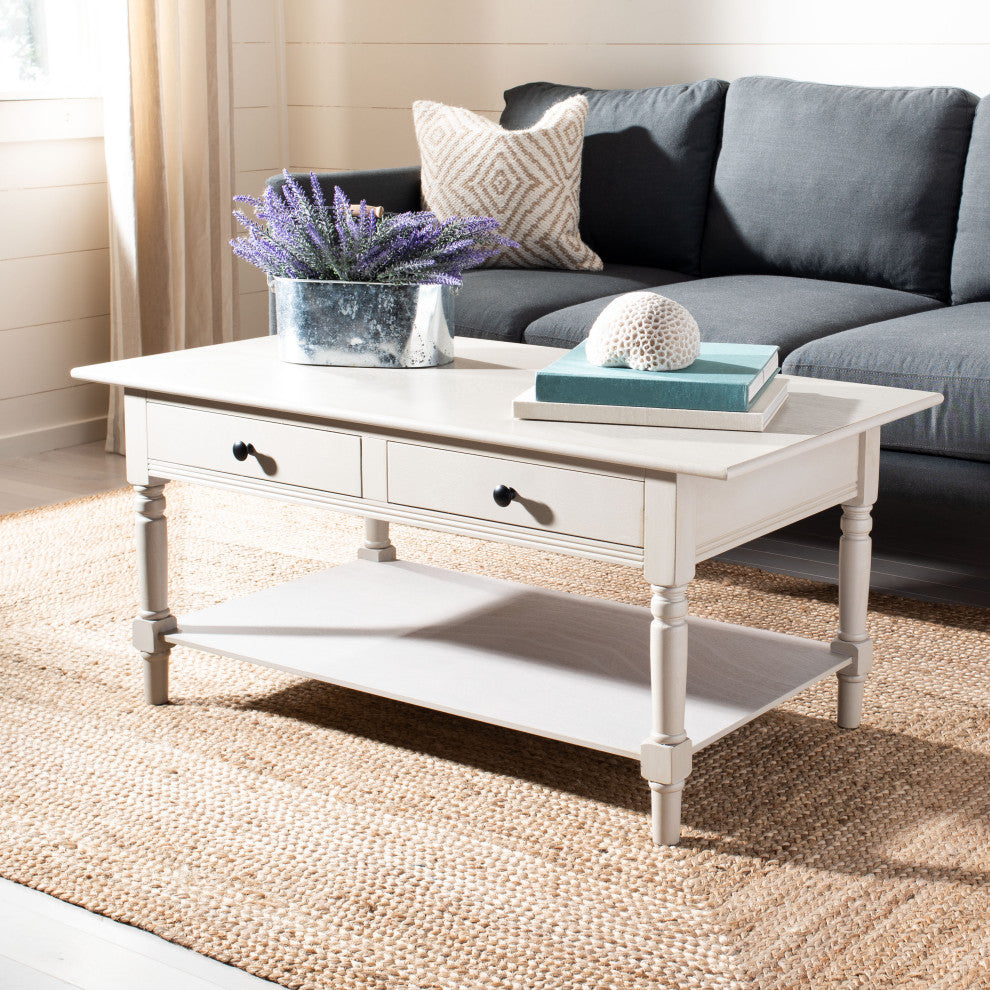 Safavieh Boris 2-Drawer Coffee Table, Vintage Gray