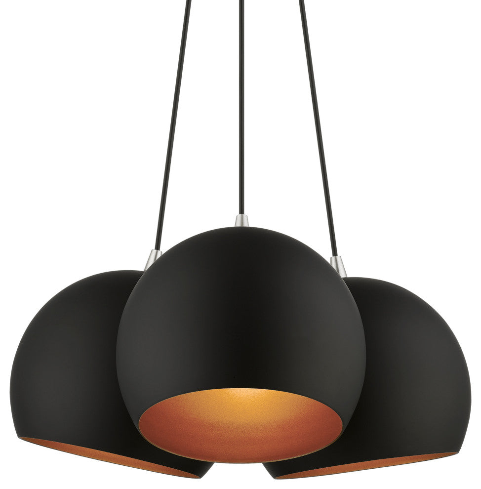 Livex Lighting 3 Light Black Globe Pendant