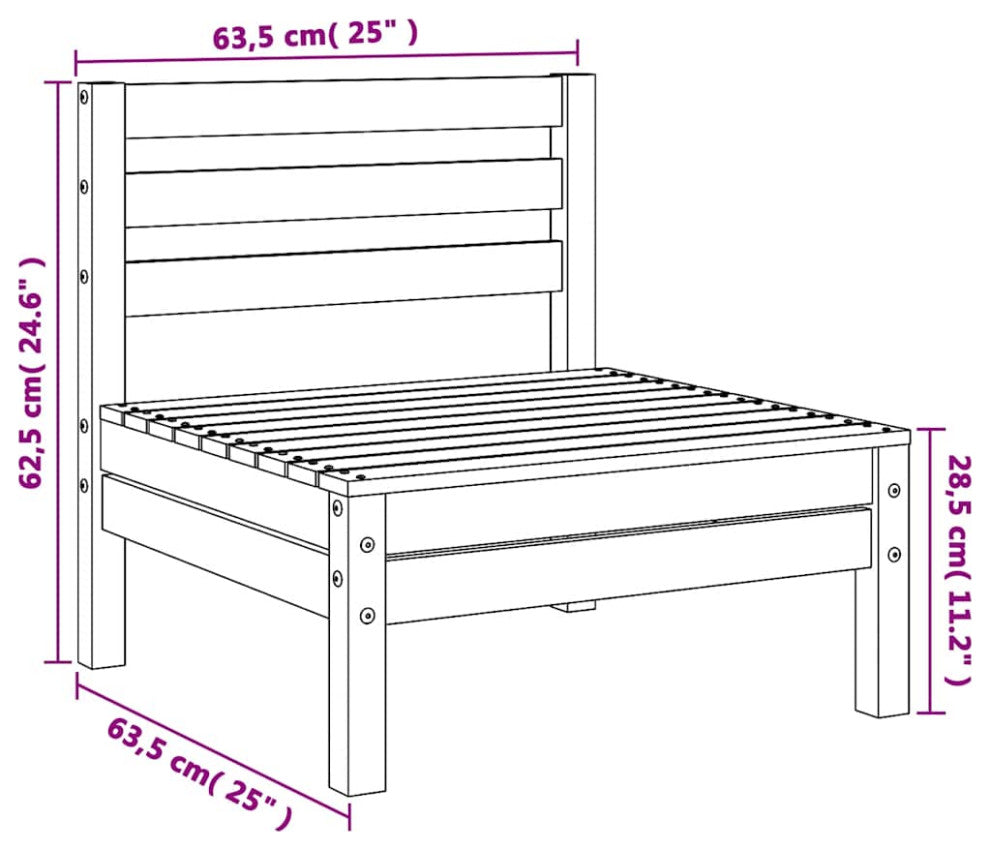 vidaXL Patio Loveseats 2 Pcs Outdoor Sectional Furniture Set Solid Wood Pine