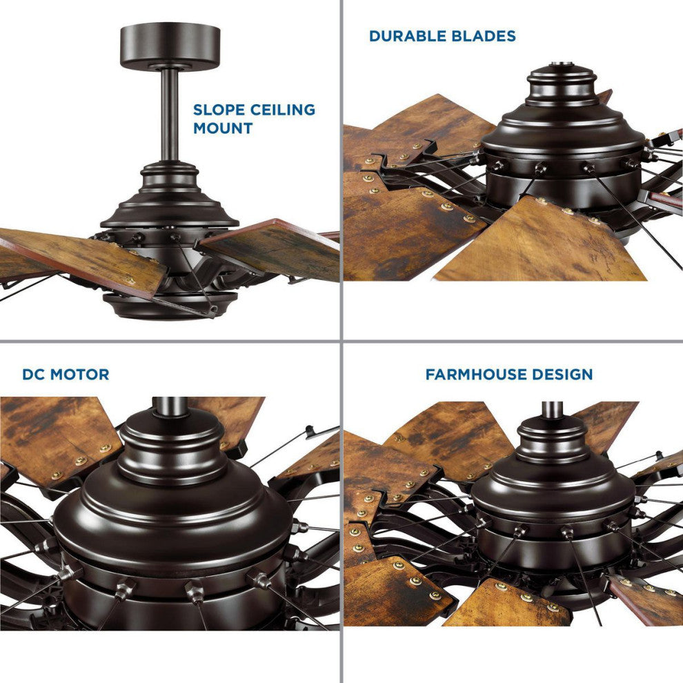 Springer 52" 12-Blade DC Motor Windmill Ceiling Fan, Architectural Bronze